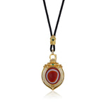 Zennava Agate Vajra Eye Guard Pendant Authentic Tibetan Inspired Handcrafted | Sterling Silver & Agate | Protection & Fortune-Zennava