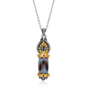 Zennava Mani Jewel Pendant Authentic Tibetan Inspired Handcrafted | Sterling Silver & Gold Plated | Wish-Fulfilling & Prosperity-Zennava