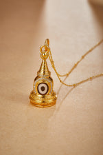 Zennava Stupa Pendant Authentic Tibetan Inspired Handcrafted | Sterling Silver & Gold Plated | Wisdom & Compassion-Zennava