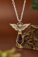 Zennava Amethyst Garuda Pendant Authentic Tibetan Inspired Handcrafted | Sterling Silver & Amethyst | Power & Protection-Zennava