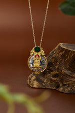 Zennava Green Tara Pendant Authentic Tibetan Inspired Handcrafted | Sterling Silver & Gold Plated | Blessings & Protection-Zennava