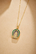 Zennava Green Tara Pendant Authentic Tibetan Inspired Handcrafted | Sterling Silver & Gold Plated | Blessings & Protection-Zennava