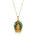 Zennava Green Tara Pendant Authentic Tibetan Inspired Handcrafted | Sterling Silver & Gold Plated | Blessings & Protection-Zennava