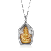 Zennava Yellow Jambhala Pendant Authentic Tibetan Inspired Handcrafted | Sterling Silver & Gold Plated | Prosperity & Abundance-Zennava