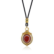 Zennava Agate Vajra Eye Guard Pendant Authentic Tibetan Inspired Handcrafted | Sterling Silver & Agate | Protection & Fortune-Zennava