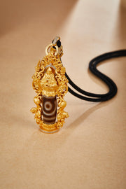 Zennava Tsongkhapa Dzi Pendant Authentic Tibetan Inspired Handcrafted | Sterling Silver & Agate | Blessings & Protection-Zennava