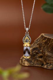 Zennava Mani Jewel Pendant Authentic Tibetan Inspired Handcrafted | Sterling Silver & Gold Plated | Wish-Fulfilling & Prosperity-Zennava