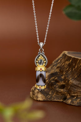 Zennava Mani Jewel Pendant Authentic Tibetan Inspired Handcrafted | Sterling Silver & Gold Plated | Wish-Fulfilling & Prosperity-Zennava