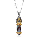 Zennava Mani Jewel Pendant Authentic Tibetan Inspired Handcrafted | Sterling Silver & Gold Plated | Wish-Fulfilling & Prosperity-Zennava
