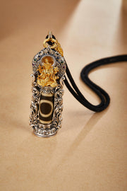 Zennava Green Tara Dzi Pendant Authentic Tibetan Inspired Handcrafted | Sterling Silver & Agate | Blessings & Protection-Zennava