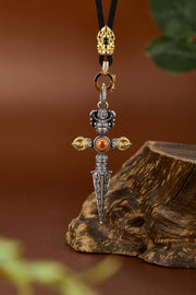 Zennava Vajra Phurba Pendant Authentic Tibetan Inspired Handcrafted | Sterling Silver | Blessings & Protection-Zennava