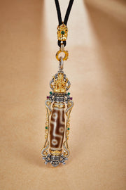 Zennava Ushnisha Vijaya Pendant Authentic Tibetan Inspired Handcrafted | Sterling Silver & Gold Plated | Health & Longevity-Zennava