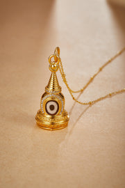 Zennava Stupa Pendant Authentic Tibetan Inspired Handcrafted | Sterling Silver & Gold Plated | Wisdom & Compassion-Zennava