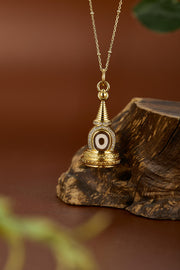 Zennava Stupa Pendant Authentic Tibetan Inspired Handcrafted | Sterling Silver & Gold Plated | Wisdom & Compassion-Zennava