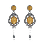 Zennava Mahakala Earrings Authentic Tibetan Inspired Handcrafted | Sterling Silver & Gold Plated | Blessings & Protection-Zennava