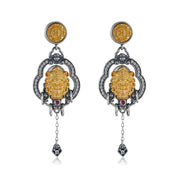 Zennava Mahakala Earrings Authentic Tibetan Inspired Handcrafted | Sterling Silver & Gold Plated | Blessings & Protection-Zennava