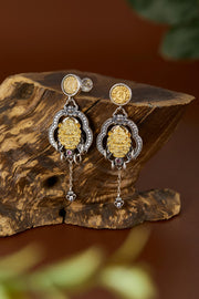 Zennava Mahakala Earrings Authentic Tibetan Inspired Handcrafted | Sterling Silver & Gold Plated | Blessings & Protection-Zennava