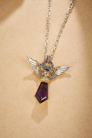 Zennava Amethyst Garuda Pendant Authentic Tibetan Inspired Handcrafted | Sterling Silver & Amethyst | Power & Protection-Zennava