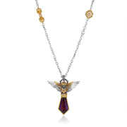 Zennava Amethyst Garuda Pendant Authentic Tibetan Inspired Handcrafted | Sterling Silver & Amethyst | Power & Protection-Zennava