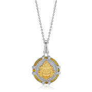 Zennava Yellow Jambhala Pendant Authentic Tibetan Inspired Handcrafted | Sterling Silver & Gold Plated | Prosperity & Abundance-Zennava