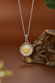 Zennava Yellow Jambhala Pendant Authentic Tibetan Inspired Handcrafted | Sterling Silver & Gold Plated | Prosperity & Abundance-Zennava