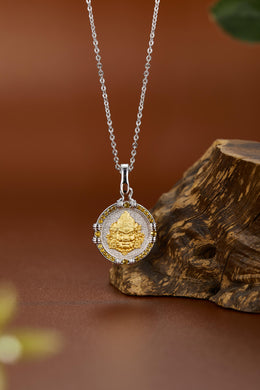 Zennava Yellow Jambhala Pendant Authentic Tibetan Inspired Handcrafted | Sterling Silver & Gold Plated | Prosperity & Abundance-Zennava