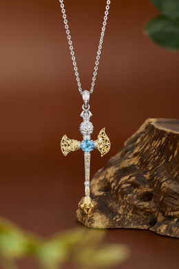 Zennava Mahakala Axe Pendant Authentic Tibetan Inspired Handcrafted | Sterling Silver & Gold Plated | Wrathful Power & Protection-Zennava