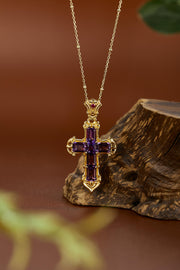 Zennava Vajra Cross Pendant Authentic Tibetan Inspired Handcrafted | Sterling Silver & Gold Plated | Blessings & Protection-Zennava