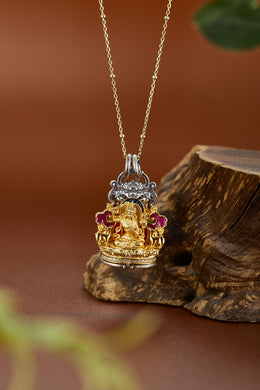 Zennava Manjushri Pendant Authentic Tibetan Inspired Handcrafted | Sterling Silver & Gold Plated | Blessings & Protection-Zennava