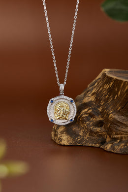 Zennava Zha Ki Lhamo Pendant Authentic Tibetan Inspired Handcrafted | Sterling Silver & Gold Plated | Power & Protection-Zennava