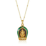 Zennava Green Tara Pendant Authentic Tibetan Inspired Handcrafted | Sterling Silver & Gold Plated | Blessings & Protection-Zennava