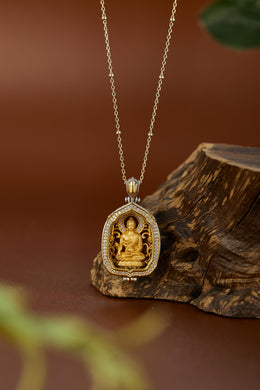Zennava Medicine Buddha Pendant Authentic Tibetan Inspired Handcrafted | Sterling Silver & Gold Plated | Healing & Health-Zennava