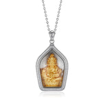 Zennava Yellow Jambhala Pendant Authentic Tibetan Inspired Handcrafted | Sterling Silver & Gold Plated | Prosperity & Abundance-Zennava