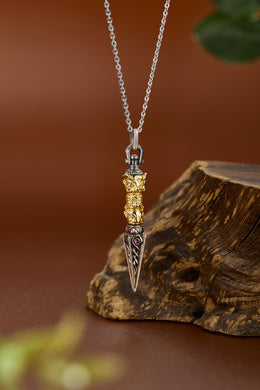 Zennava Phurba Pendant Authentic Tibetan Inspired Handcrafted | Sterling Silver & Gold Plated | Blessings & Protection-Zennava